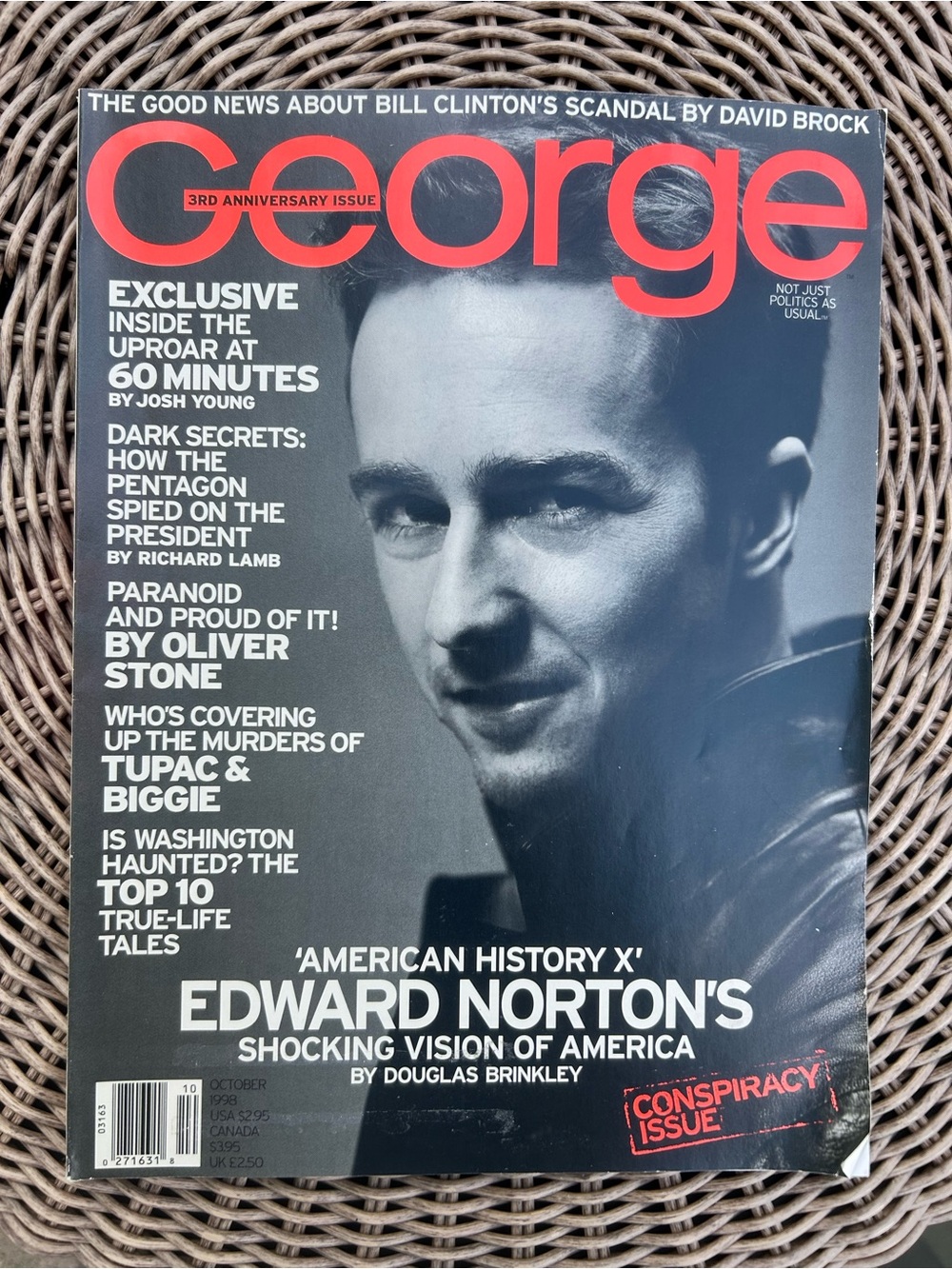 George Magazine October 1998 Edward Norton Conspiracy Issue Tupac & Biggie